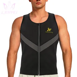 LANFEI Men Neoprene Sweat Compression Vest Slimming Waist Trainer Workout Shirt Weight Loss Body Shaper Sauna Running Sport Tops