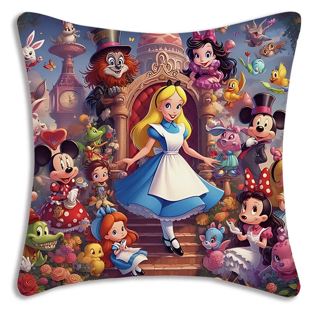 Pillow Covers Cartoon Alice in Wonderland Sofa Decorative Double-sided Printing