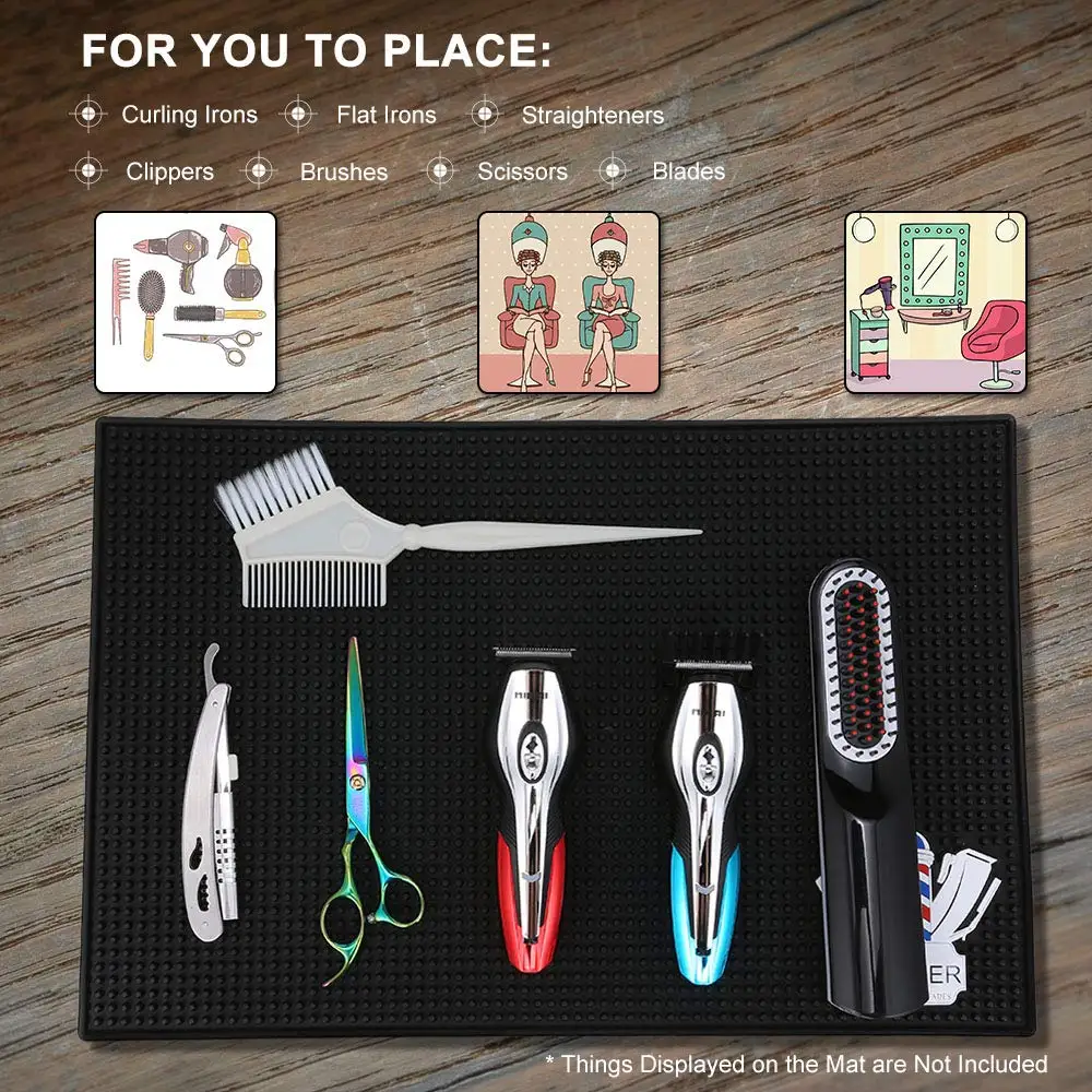 

Barbershop Non-Slip Station Mat Hairdressing Pad Clippers Scissors Trimmers Holder Haircut Tools Storage Anti-skid Tool