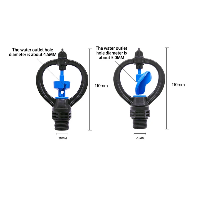 1PC 360 Degree Automatic Rotating Watering Irrigation Garden Lawn Rotating Sprinkler 1/2" 3/4" Male Thread Scattering Nozzle