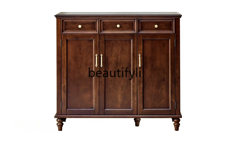 

American-Style Solid Wood Shoe Cabinet Home Doorway Entrance Door Integrated Wall Storage Large Capacity Storage Cabinet