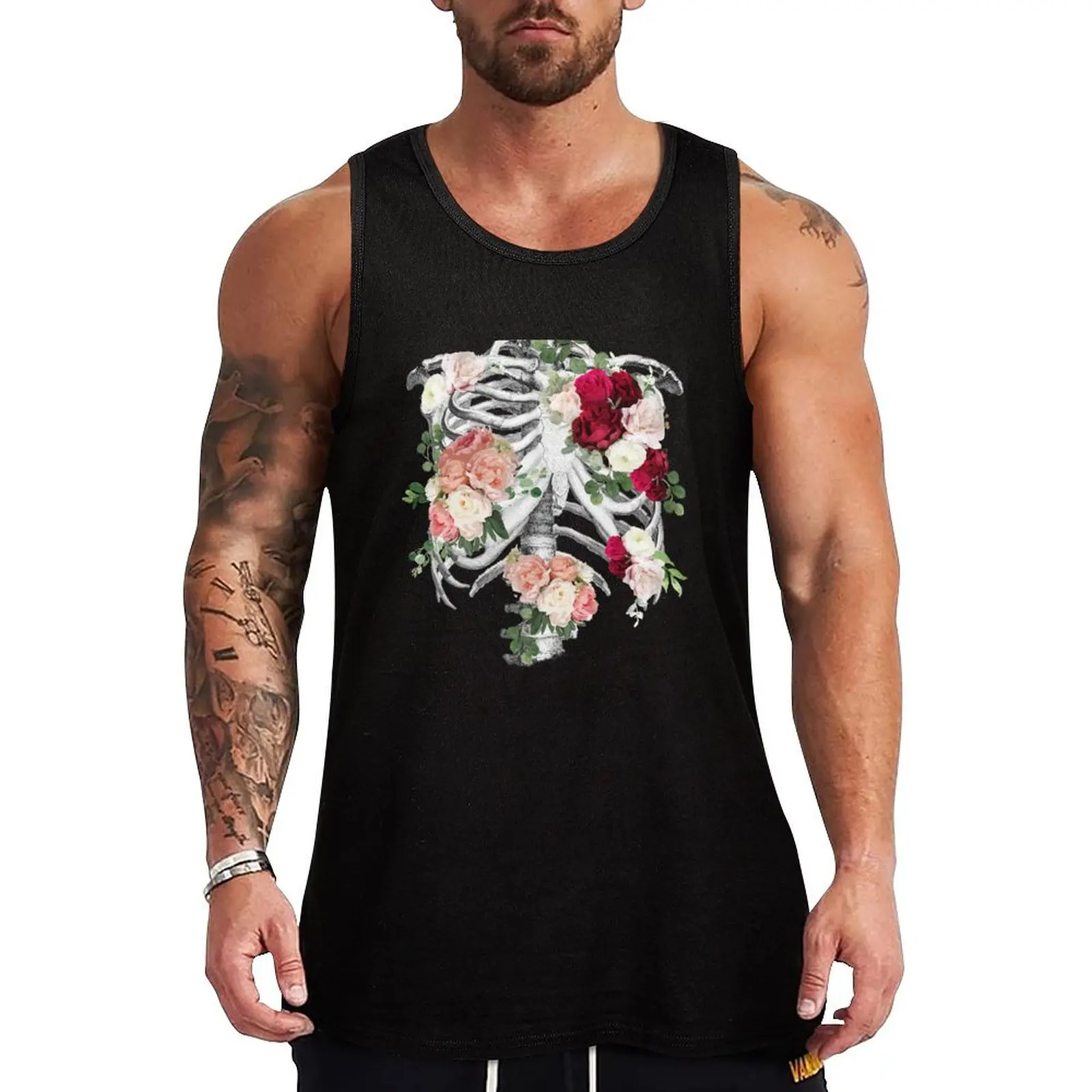 

Anatomy, ribcage, rib cage,roses bloom spring Tank Top sleeveless shirt man gym Men's gym t-shirts