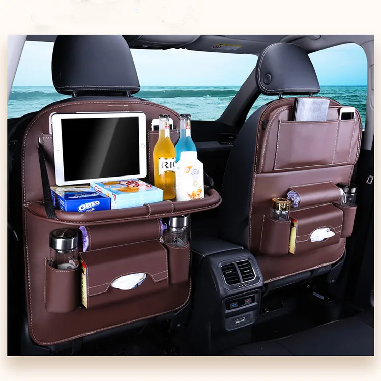 Car Tray Leather Storage Seat,Hanging Bag,Leather Backrest,Seat Back Storage Bag,Car Organizer 6
