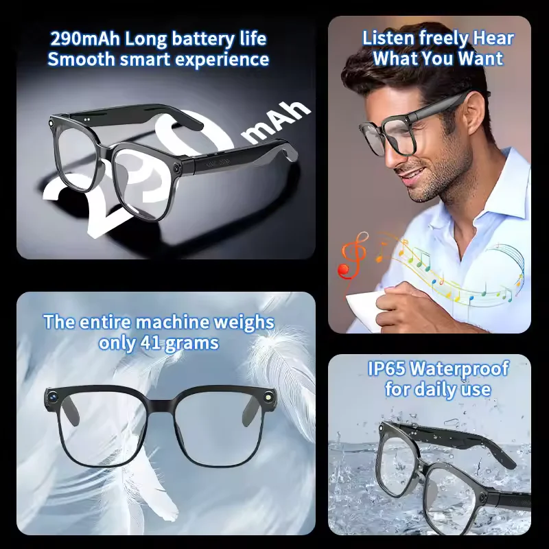 Neue 800-W-HD-Kamera-Sonnenbrille mit KI-Unterstützung für Männer und Frauen, über 100 Sprachen, 1080p-Videoaufnahme, Musikwiedergabe und Anruffunktion_voghion.com
