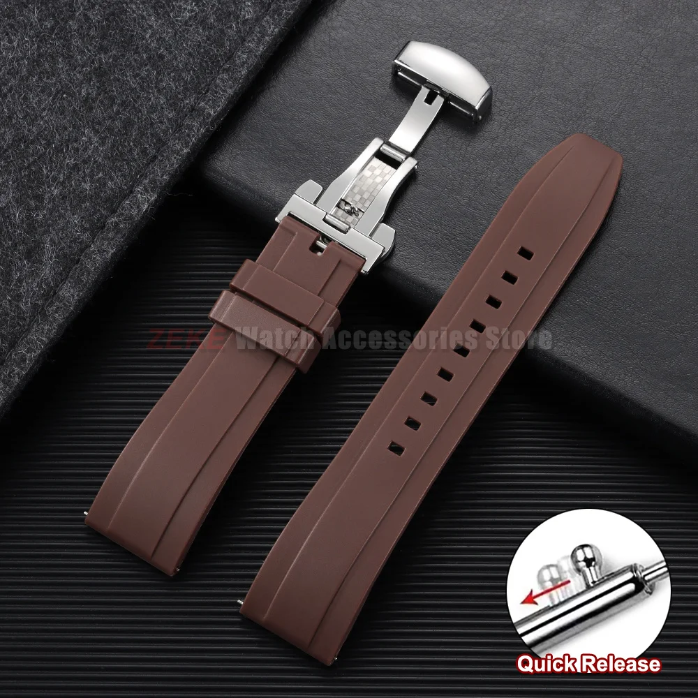 Premium Waterproof Sports Rubber Watch Band - Black Quick Release Strap, Available in Multiple Widths