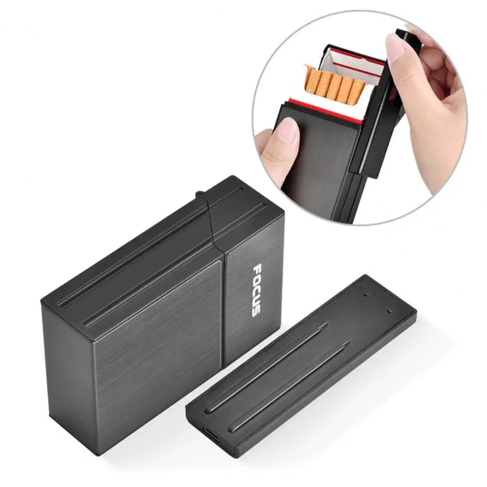 Kerosene Lighter Bbq Lighter Butane Gas Lighter Cigarette Lighter Electric Arc Igniter Cigarette Case Windproof USB Rechargeable Metal Tobacco Dispenser Box for 20 Cigarettes