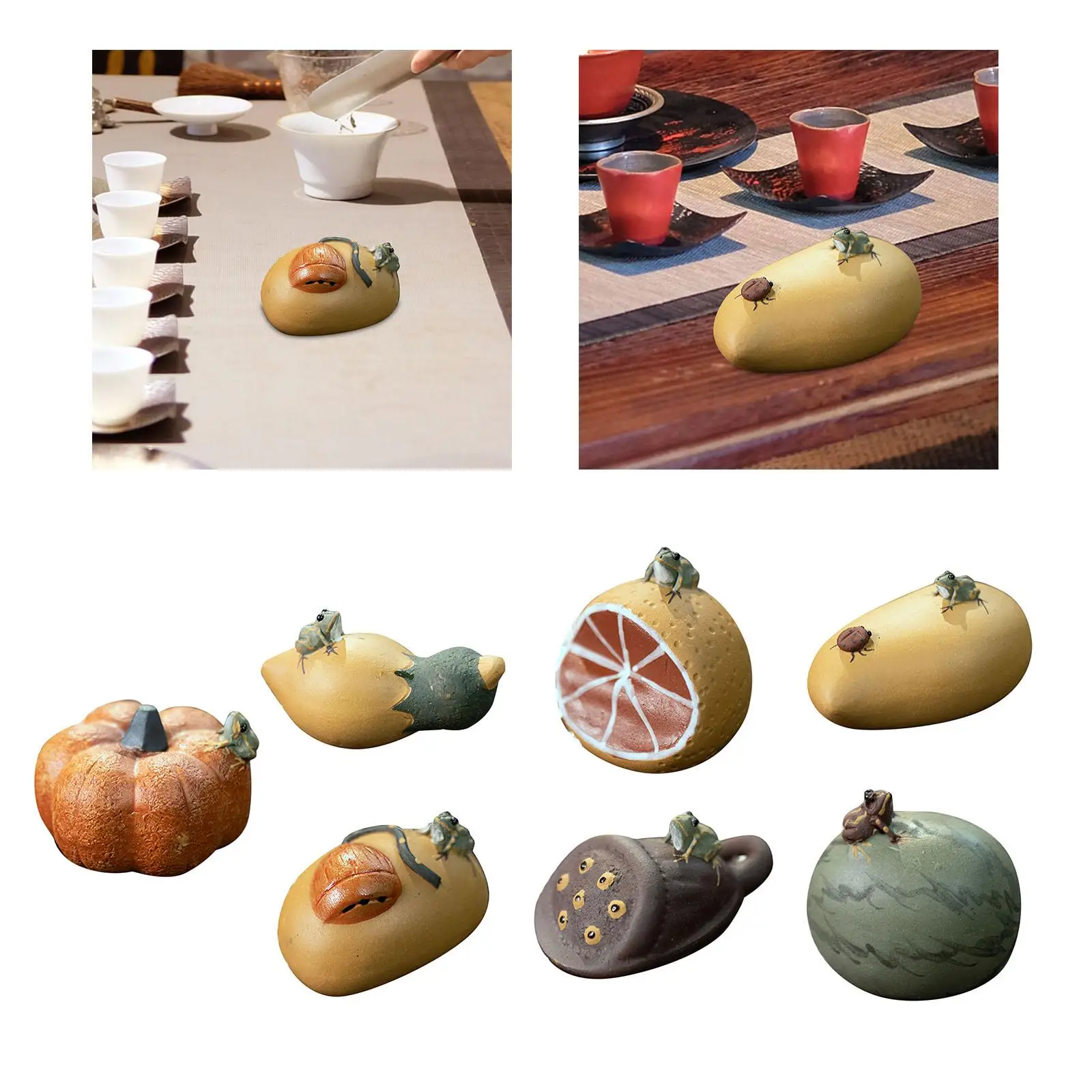 Tea Pet Ornaments Room Decor Statues Purple Clay Tea Pet Handcrafts Cute Small Tea Pet Sculpture for Bookshelf Desktop Home Cabinet Bathroom