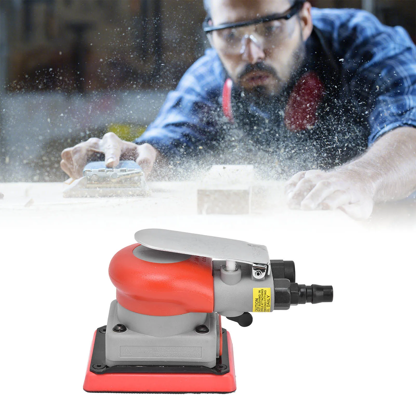 Air Squares Sander Sanding Machine Pneumatic Sander Alloy Steel Air Squares Sanding Machine Sandpaper Machines for Wood 75x100mm 3