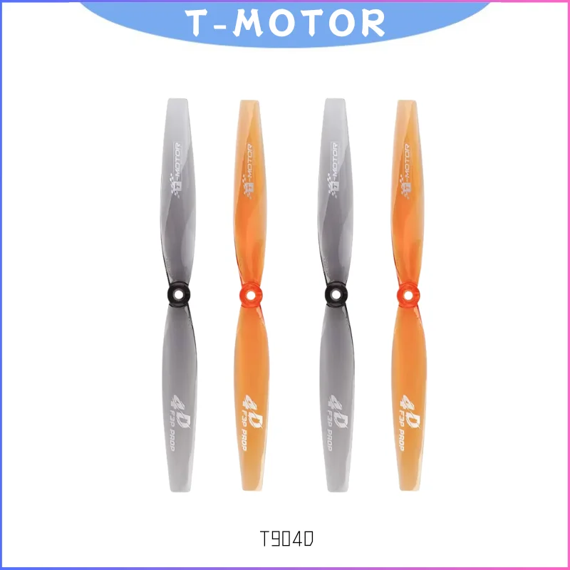 Hélice T-Motor T904D 4D push-pull pour drone FPV, vue de face montrant les pales profilées.