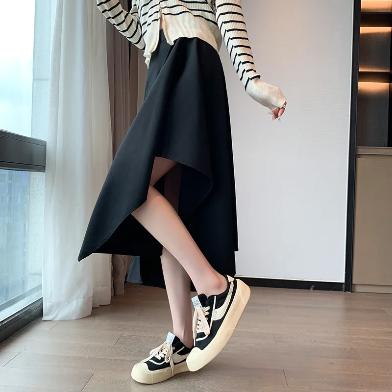 

S-2XL Womens Mid-calf Asymmetrical Skirts Spring Summer Female High Waist Solid Casual Fashion Tidal Current Ladies Clothes Hw30