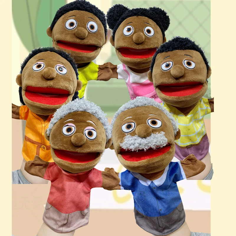Black Family Hand Puppet Plush Toy for Kids Educational