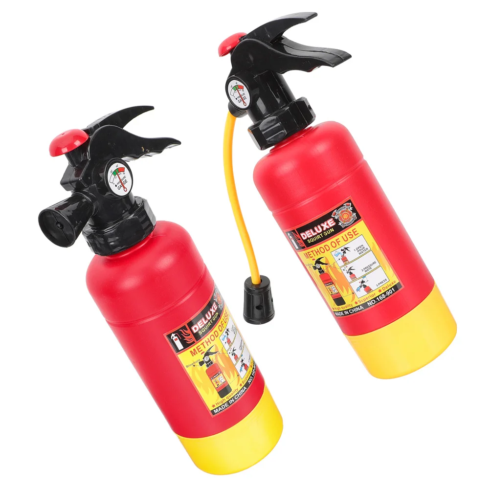 2 Pcs Kids Water Spray Toy Cartoon Fire Extinguisher Toy Fireman Water Squirter Summer Beach Fun Games Outdoor