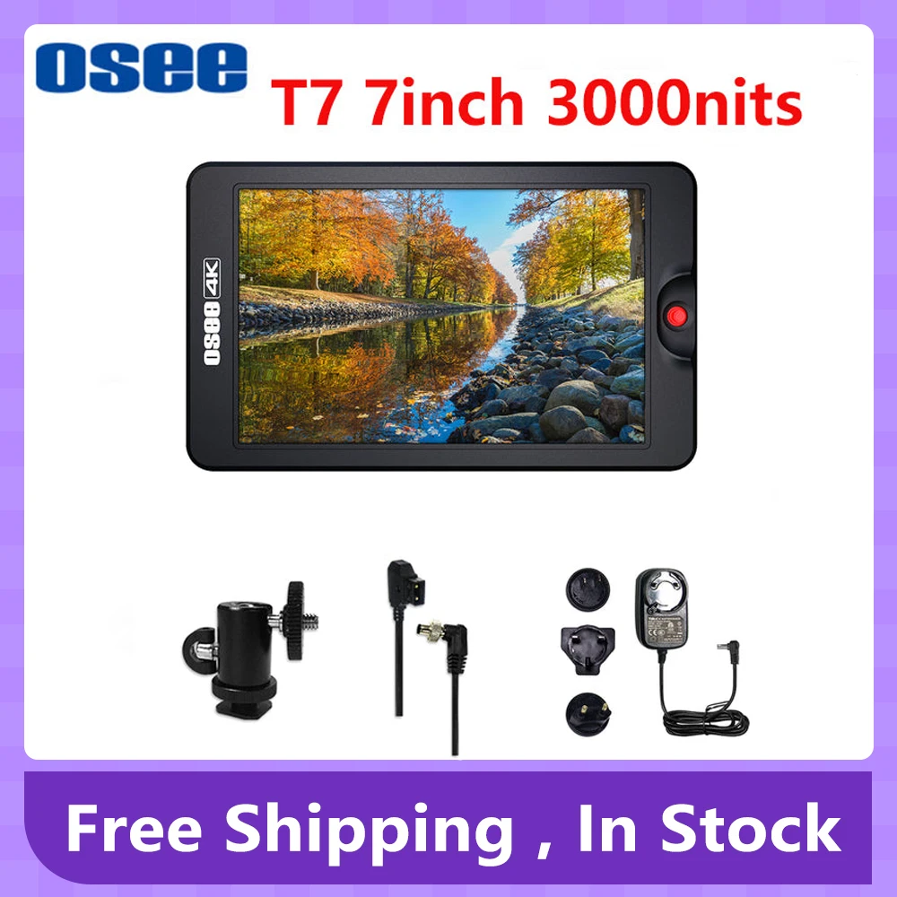 

OSEE T7 7-дюймовый монитор 3000 Nits DSLR-камера полевая 3D Lut HDR 1920 × 1200 Full HD монитор IPS поддержка 4K HDMI вход и выход