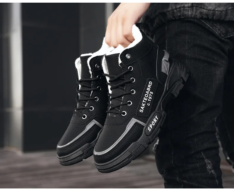 Winter Men Boots Thickened Warm Snow Boots Fashion Thick Sole Ankle Boots Male Cotton Shoes for Men Outdoor High Boots for Men