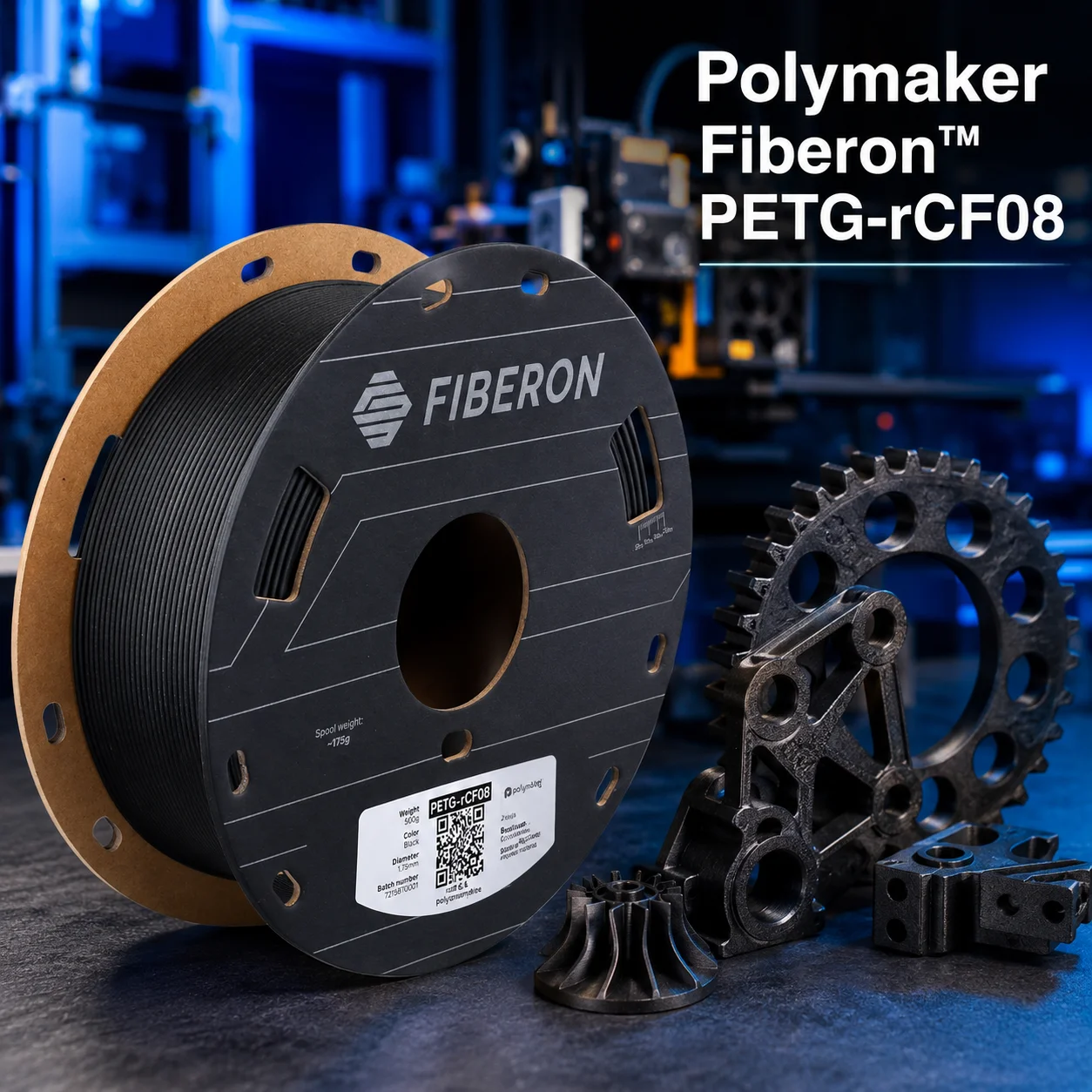 폴리메이커 파이버온 PETG-rCF08 1.75mm 탄소섬유 PETG 3D 프린팅 소모품 0.5KG