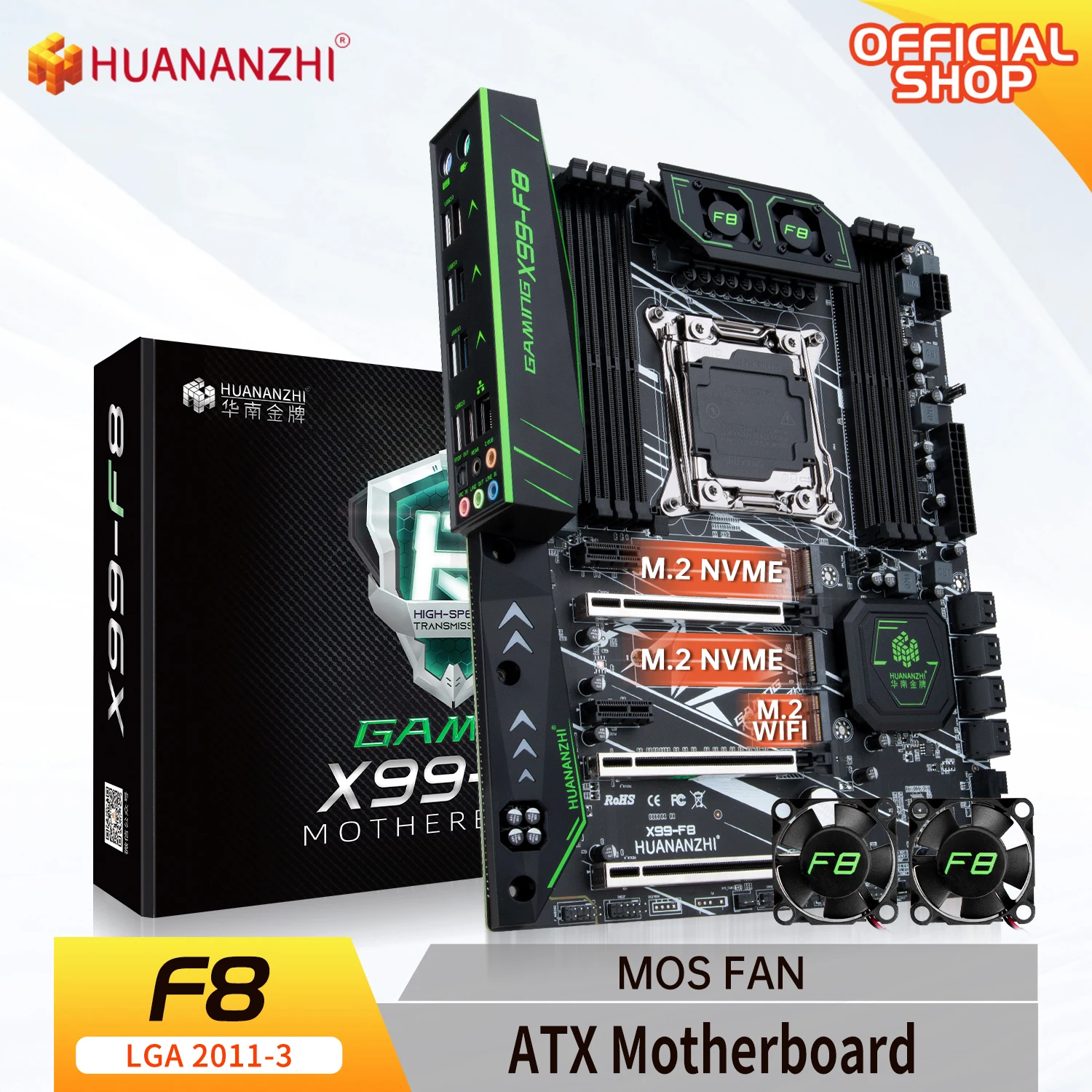 HUANANZHI X99 F8 X99 Motherboard with MOS FAN Intel XEON E5 LGA2011 3