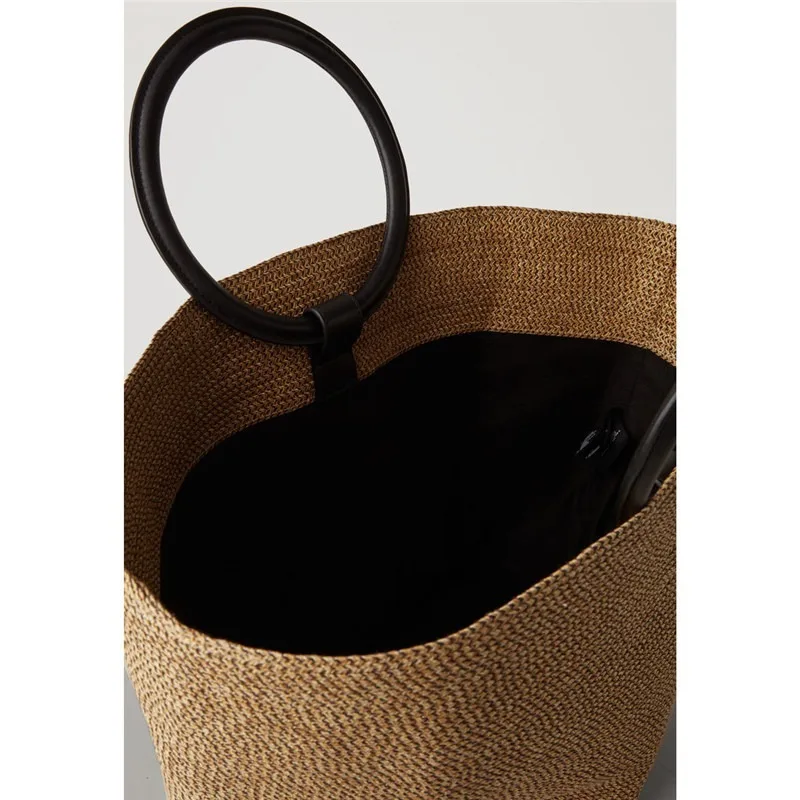 Borsa di paglia da donna borse da spiaggia della boemia borsa da spiaggia estiva in vimini fatta a mano borsa grande borsa a tracolla in Rattan borse a tracolla in Rattan coftu - immagine 3