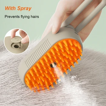 3 in 1 Pet Electric Steam Brush Cat and Dog Cleaning Spray Massage Grooming Comb Retractable Handle Pet Hair Removal Brush 2