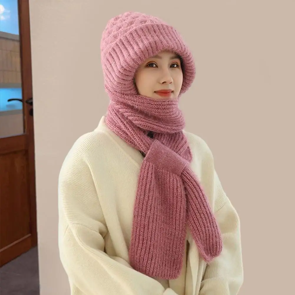 

Женская зимняя облегающая Шапка-бини с шарфом