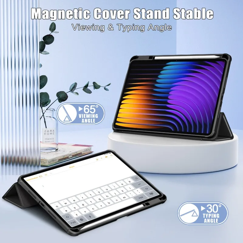 Premium Tri-Fold Magnetic Tablet Case with Pen Slot