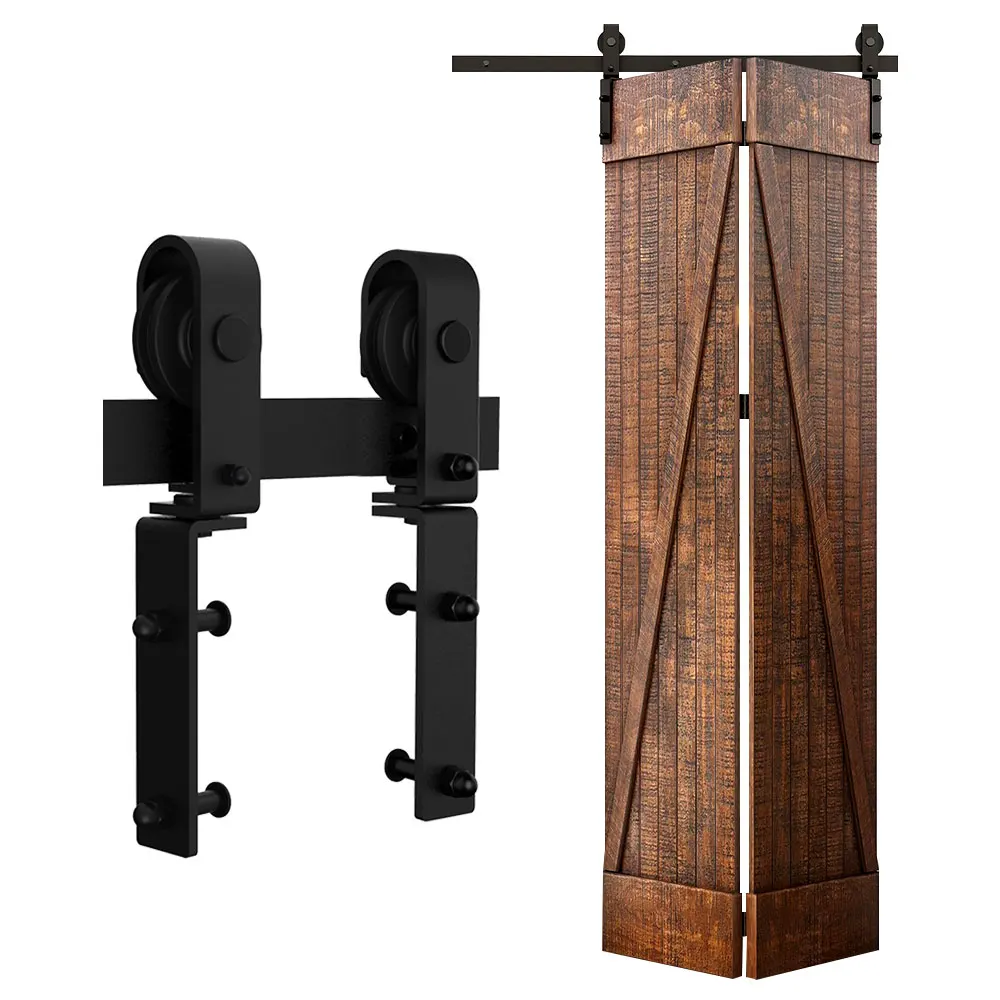 AONAYIOA 84\"/7FT Bi-Folding Sliding Barn Door Hardware Kit For 4 Doors, Bi Fold Barn...