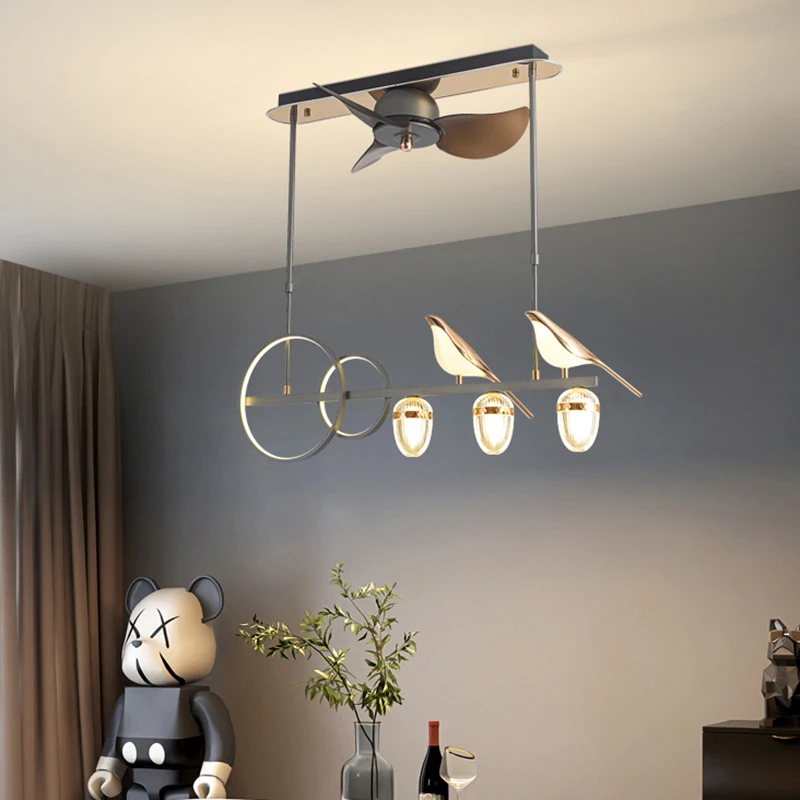 

Ceiling Fan LED Modern Remote Control Lighting Creative 3 Colors Children's Room Decorative Lamp Study Corridor Indoor Office