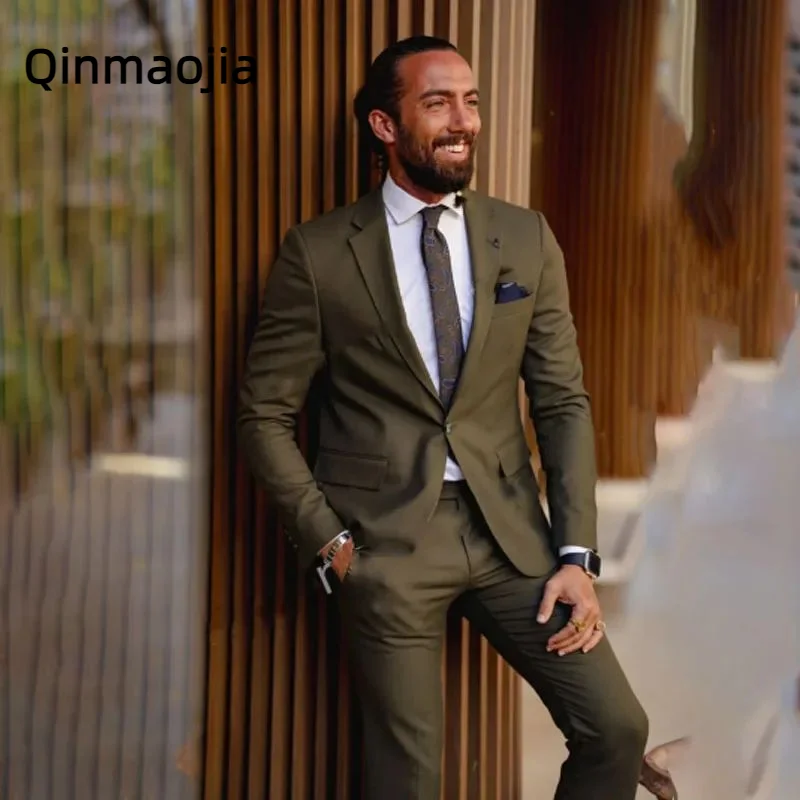 

Красивый мужской костюм для отдыха на свадьбу, облегающие смокинги с лацканами и отложным воротником, комплекты из 2 предметов, мужской костюм для офиса и работы, мужская одежда