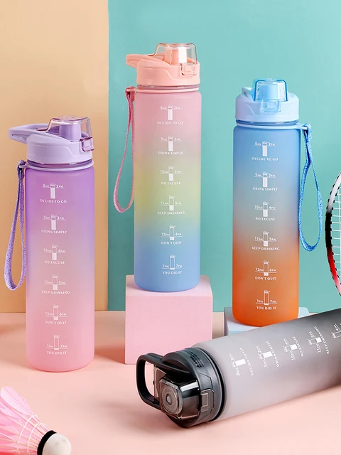 AOHAN 1pc 600ml Water Bottle With Leak Proof Flip Top Lid Sport Drinking  Bottle With Straw Dishwasher Safe Water Bottle Water Jug With Carrying  Strap