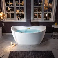 59" Freestanding Bathtub with Bathtub Spa Pillow，Acrylic and Reinforced with Fiberglass，1- 2 Persons Bathing，luxury Bathtub 2