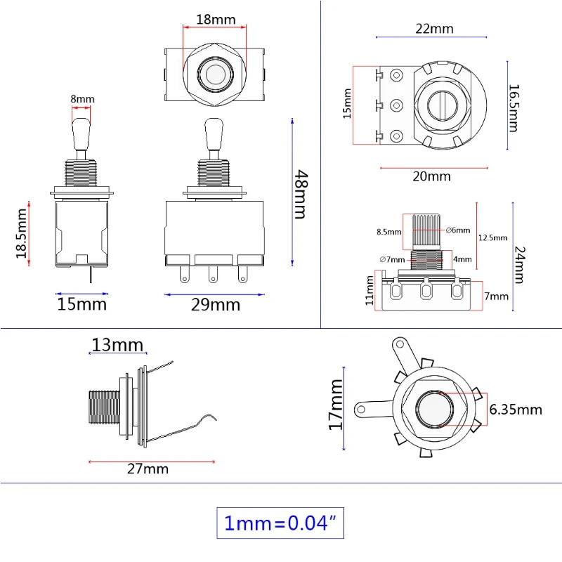 

1 комплект жгут проводов, 3-ходовой переключатель 2V2T 500K Pots & Jack Guitar