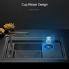 Hidden Nanometer Three Cover Kitchen Sink SUS 304 Stainless Steel 4mm Thickness With Cup Rinser And Trash Can Nanometer Sinks 3