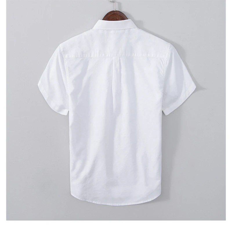 Cotton Shirt for Men Spring Summer Casual Short-sleeved All-match Solid Color 100% Cotton