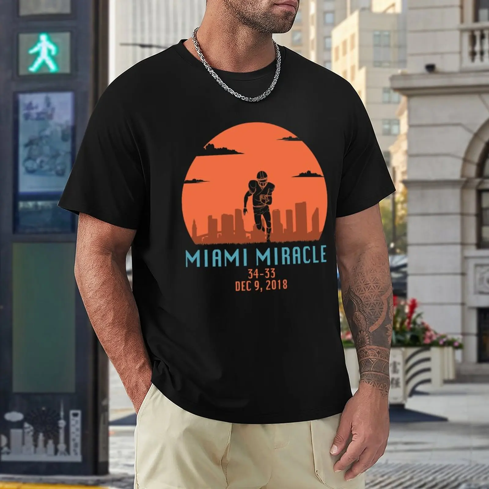 Miami Miracle Funny Football Dolphins T-Shirt Anime t-shirt vintage clothes  Blouse Short sleeve tee mens white t shirts