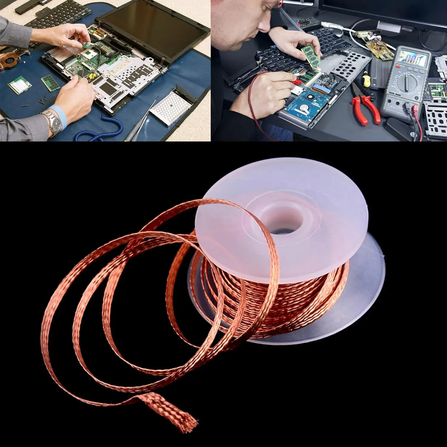 Desoldering Mesh Braid Tape Copper Welding Solder Remover 1~4mm Wire Soldering Wick Tin Lead Cord Flux BGA Repair Tool- solder remover,desoldering braid,soldering repair tool,desoldering mesh braid