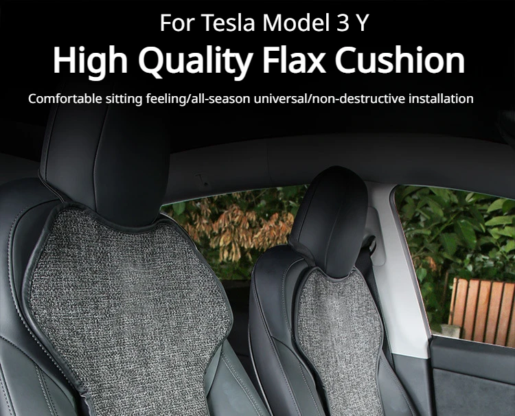 For Tesla Model 3/Y/3+ Model Y Juniper 2025 Flax Seat Pad Cover Comfortable Non-