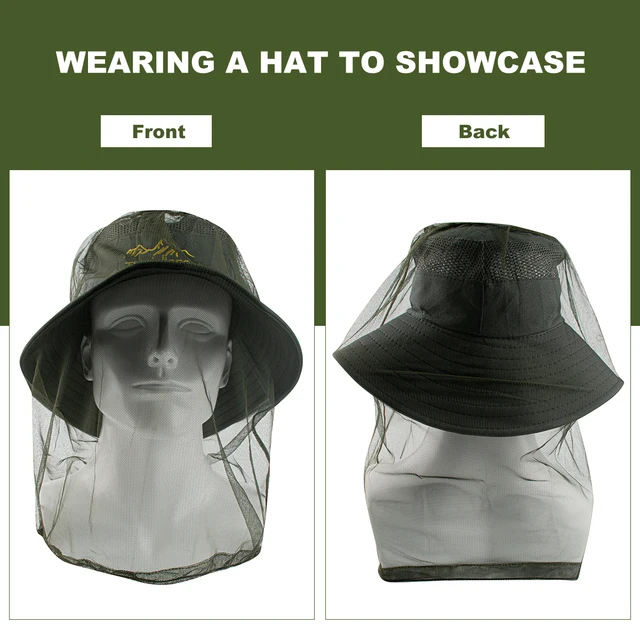Filet de protection faciale Ultra Large et Long, 1 pièce, maille à trous Extra fins, doux et Durable, moustiquaire Premium, filet de protection faciale contre les insectes, casquette de Camping 3