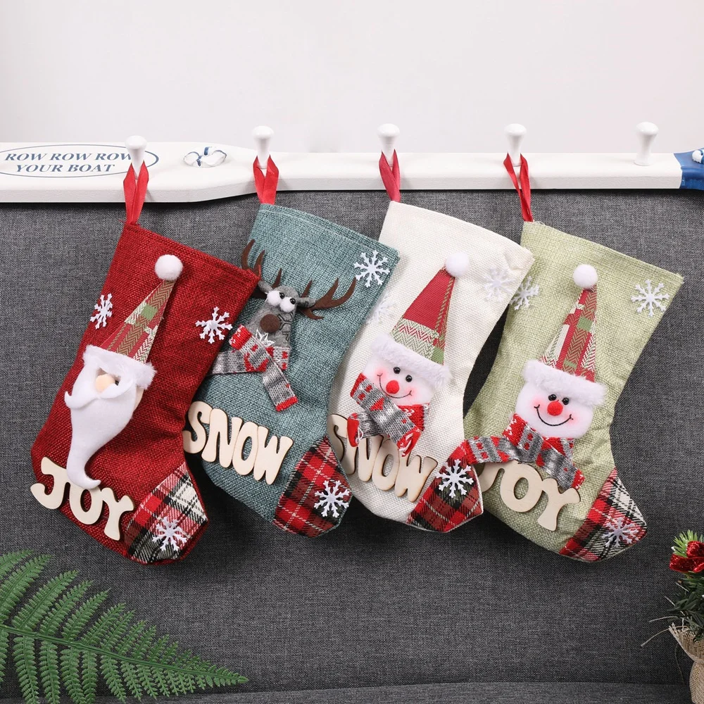 

Рождественские носки, Рождественская елка, фотоэлемент, украшение Санта-Клауса, Детская сумка для хранения конфет и подарков