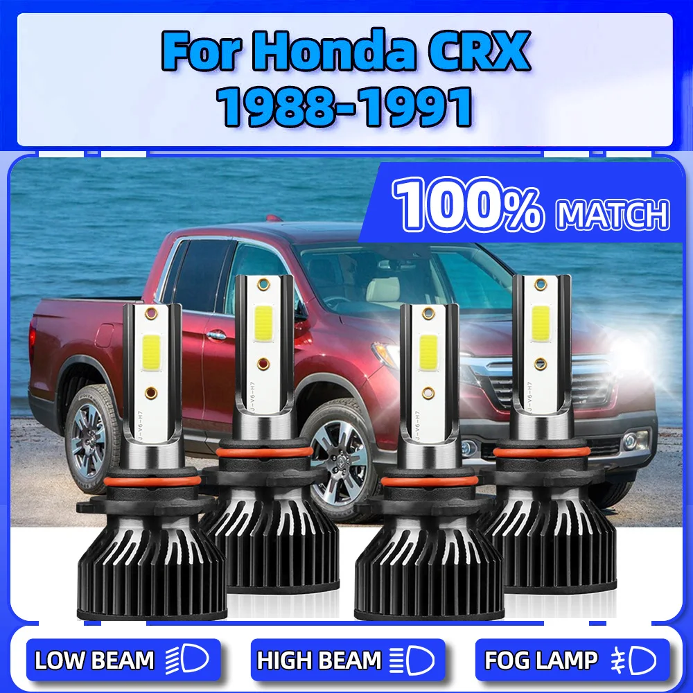 

High Power LED Headlight 40000LM Car Head Lamp 6000K White 12V Plug And Play Auto Front Lights For Honda CRX 1988 1989 1990 1991