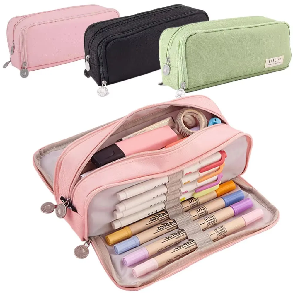 High Quality 3/4 Compartment Pencil Case Multilayers Pen Bag Transparent Partition Stationery Storage Pouch Stationery Organizer