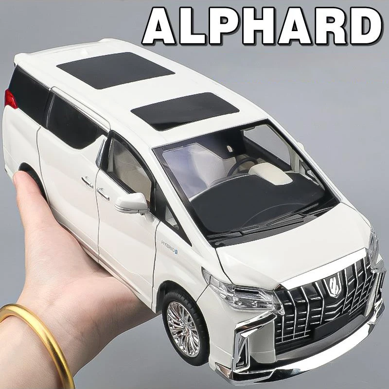 

New 1/18 Toyota Alphard MPV Alloy Car Model Diecast Metal Toy Vehicles Car Model High Simulation Sound and Light Childrens Gifts