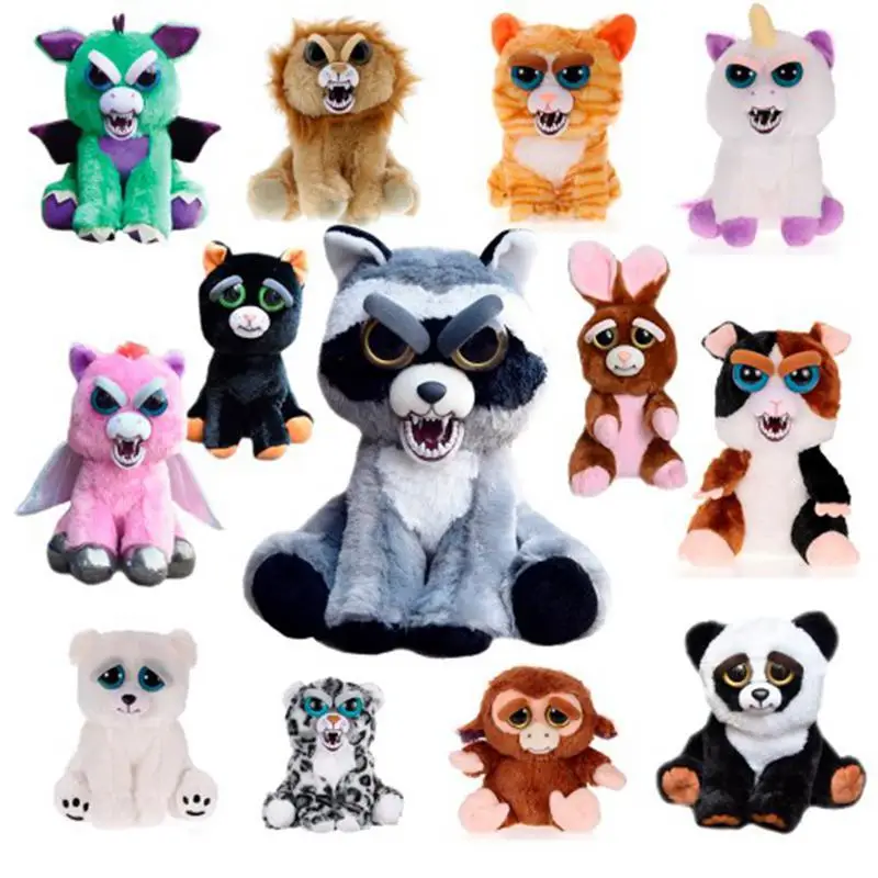 

Feisty Pets mischievous little pet changing face doll plush doll contrast cute unicorn panda plush creative funny children's toy