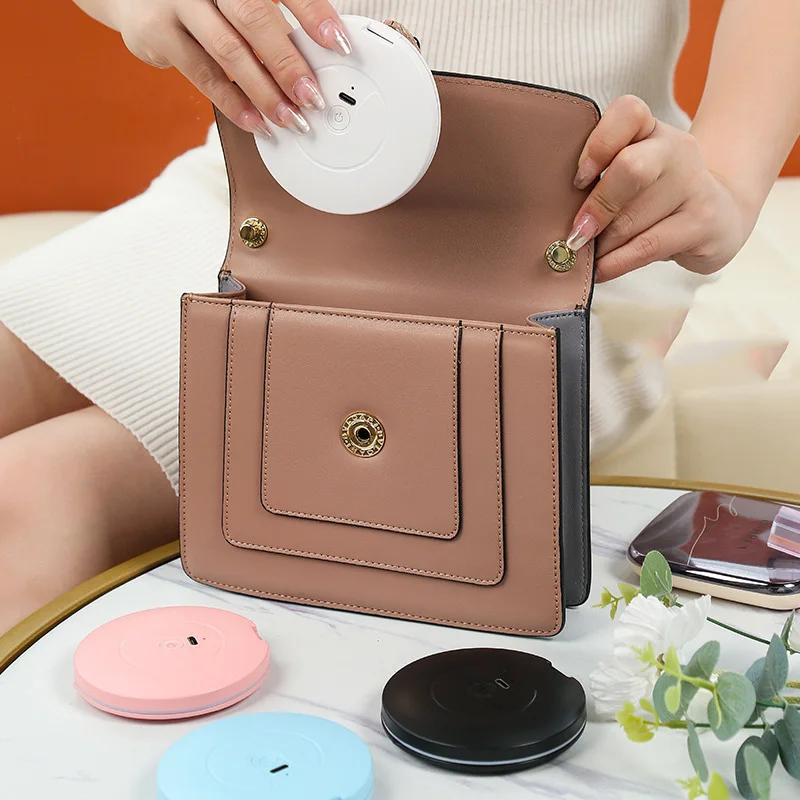 Mini LED Luminous Makeup Mirror Round Portable Foldable Small Compact Mirror with Light USB Handheld Makeup Lighted