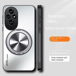 Hard Matte Case with Ring Stand and Magnetic Back Cover for Honor 90 (Silver)