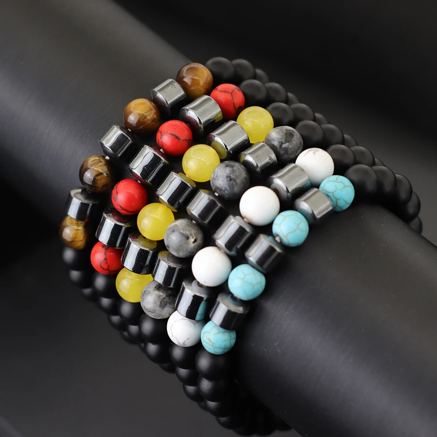 Men Onyx Stone Beaded Bracelet 8mm Natural Healing