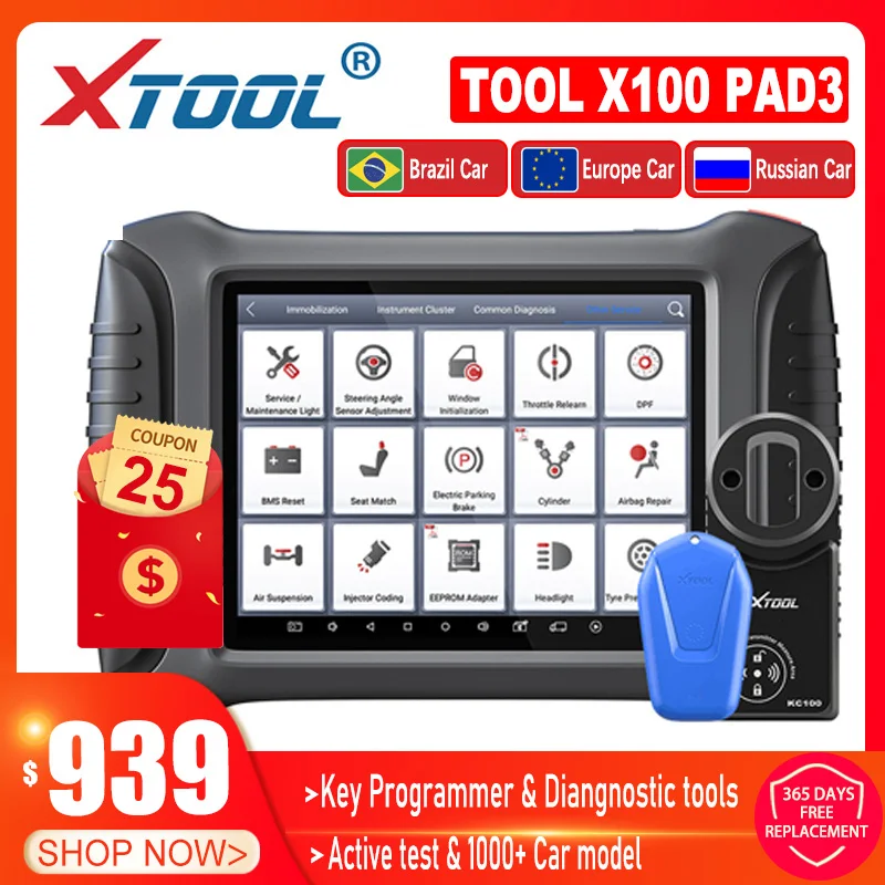 Программатор автомобильных ключей XTOOL X100 PAD3 диагностический инструмент OBD2