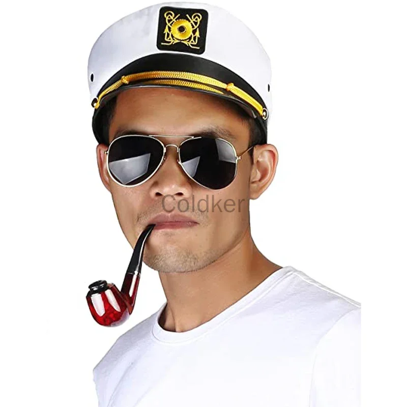 Captain Hat Clothing Accessories Set Sailor Hat Corn Cob Tube Pilot Sunglasses Cosplay Accessories Set anime accessorY