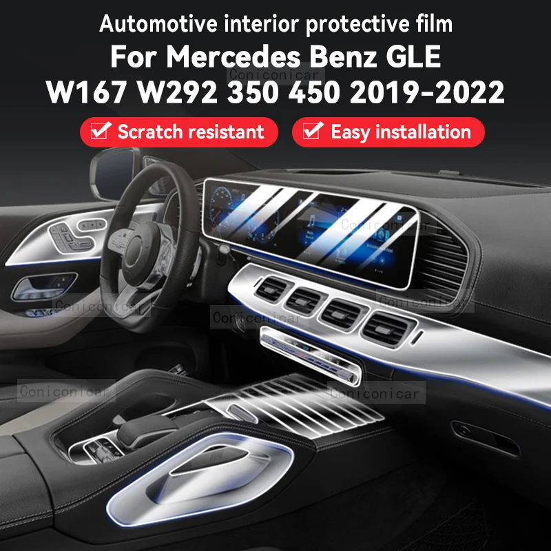 

For Mercedes Benz GLE W167 W292 2019-2022 Car Interior Film Dashboard piano board Shift center console Anti-scratch TPU PPF Film