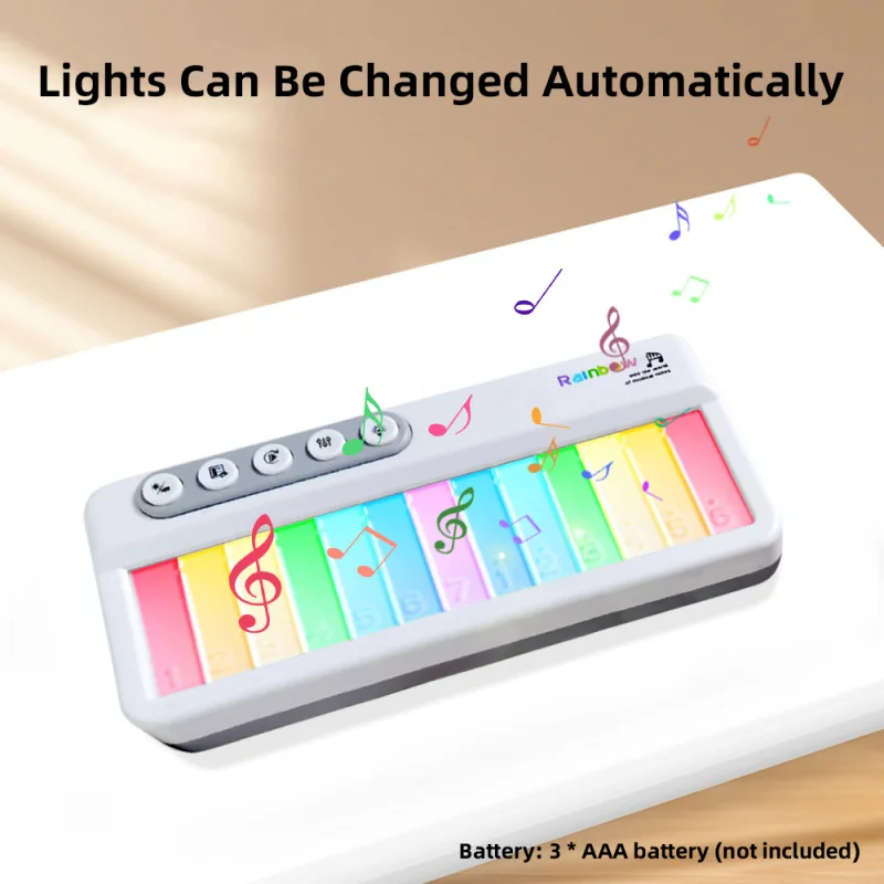 13Key Colorful Music Keyboard Piano Musical Instrument Colorful Light Music Box Portable Piano Keyboard Small for Beginner