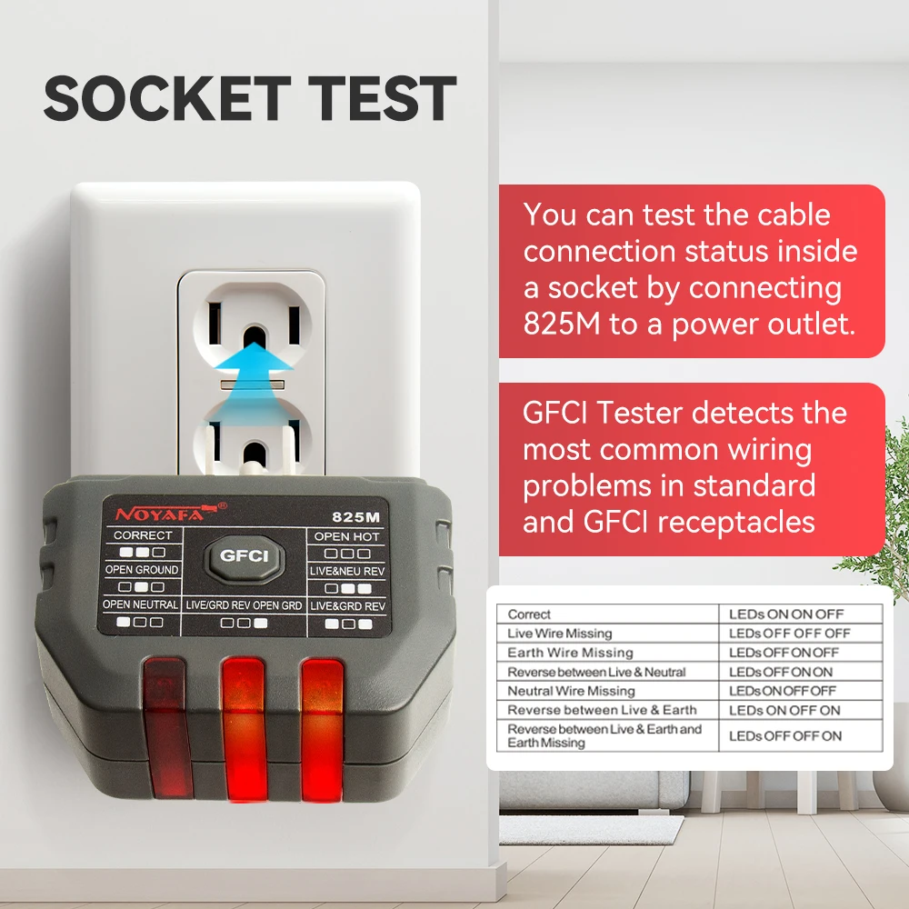 NOYAFA Network Cable Tester NF-825TMR Underground Cable Finder High & Low Voltage Cable Locator Wire Detector Cable Tracker 5