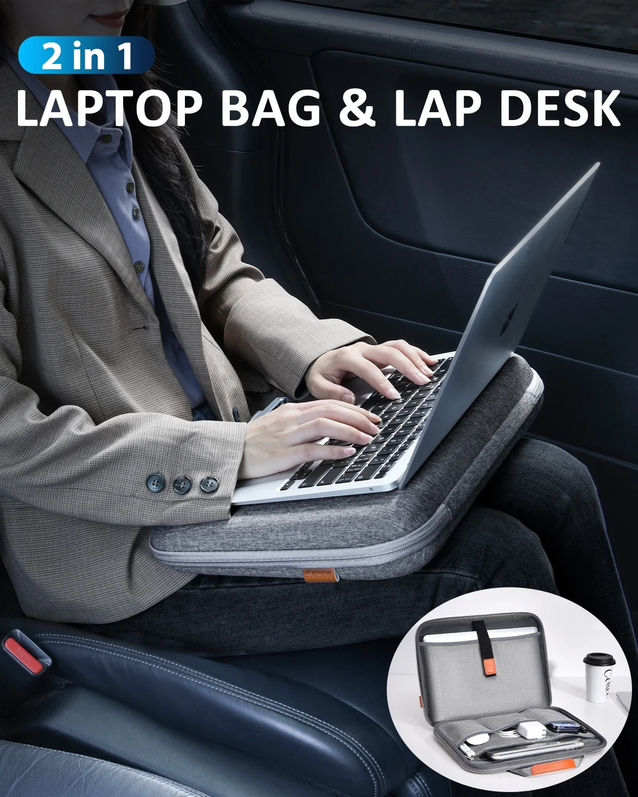 Oatsbasf Laptop Case & Lap Desk Notebook Case for 14 Inch Tablet Sleeve Cover Bag Waterproof Travel Business Computer Briefcase
